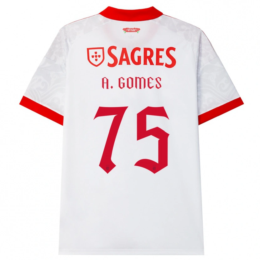 Danxen Mujer Camiseta André Gomes #75 Blanco Rojo Amarillo 2ª Equipación 2026/27 La Camisa
