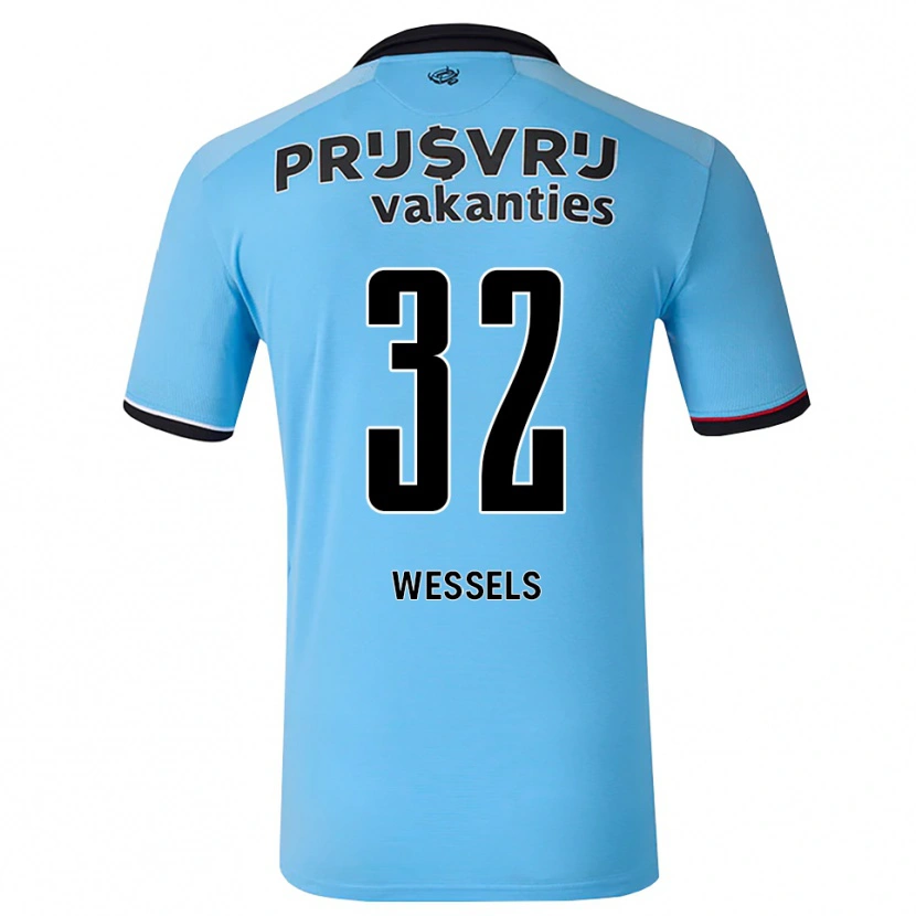 Danxen Mujer Camiseta Tijme Wessels #32 Azulcieloprofundo Negro Rojo 2ª Equipación 2026/27 La Camisa