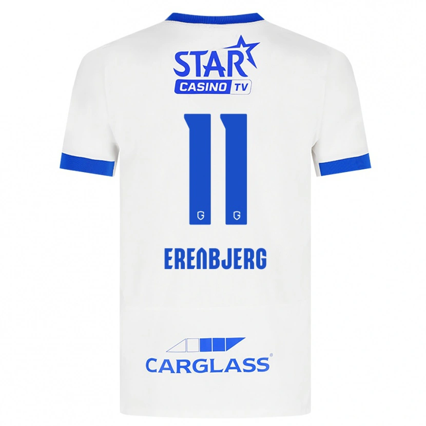 Danxen Mujer Camiseta Jeppe Erenbjerg #11 Blanco Azul 2ª Equipación 2026/27 La Camisa