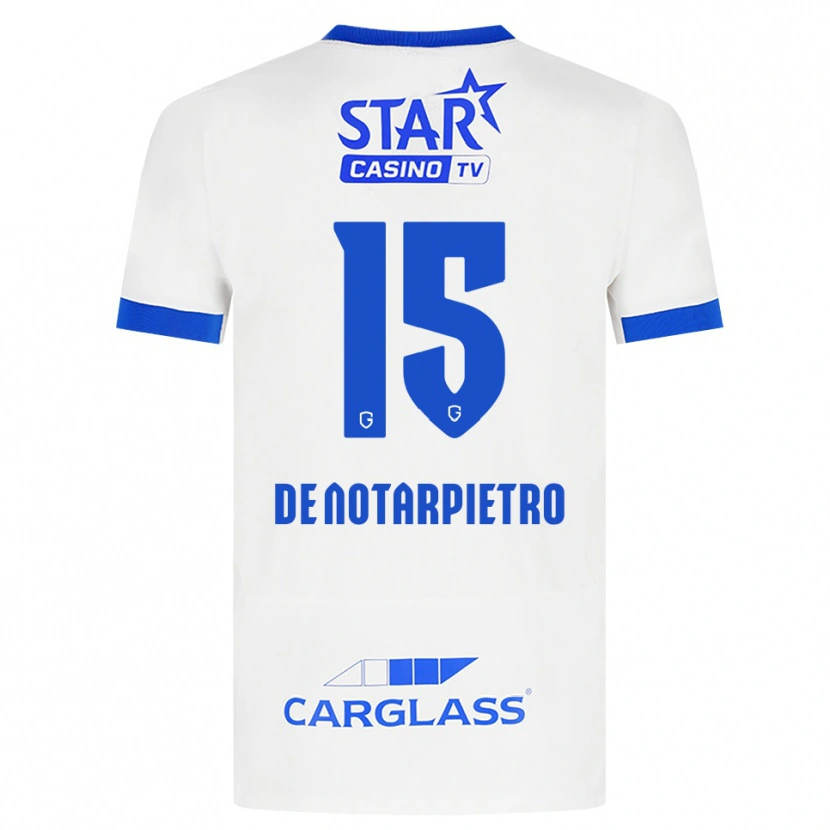 Danxen Mujer Camiseta Matteo De Notarpietro #15 Blanco Azul 2ª Equipación 2026/27 La Camisa