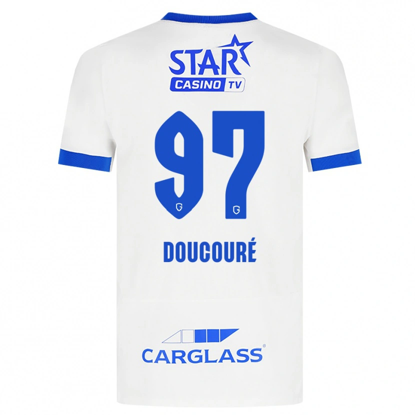 Danxen Mujer Camiseta Emile Doucouré #97 Blanco Azul 2ª Equipación 2026/27 La Camisa