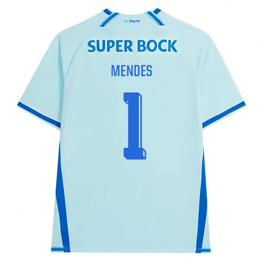 Danxen Mujer Camiseta Francisco Mendes #1 Cianclaro Azul Equipación Tercera 2026/27 La Camisa