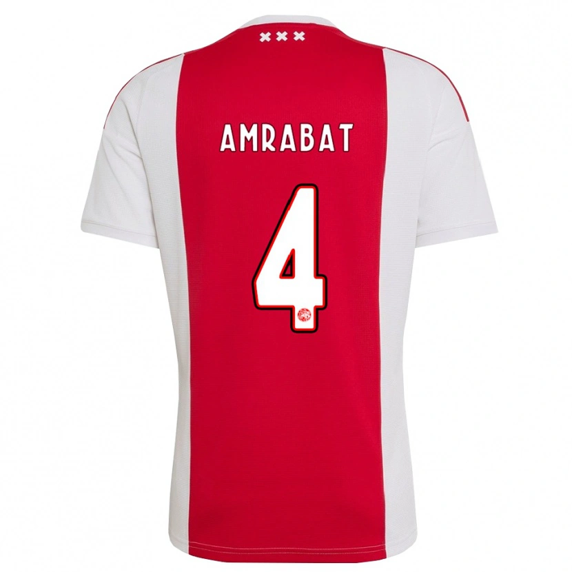 Danxen Mujer Camiseta Sofyan Amrabat #4 Rojo Blanco Amarillo 1ª Equipación 2026/27 La Camisa