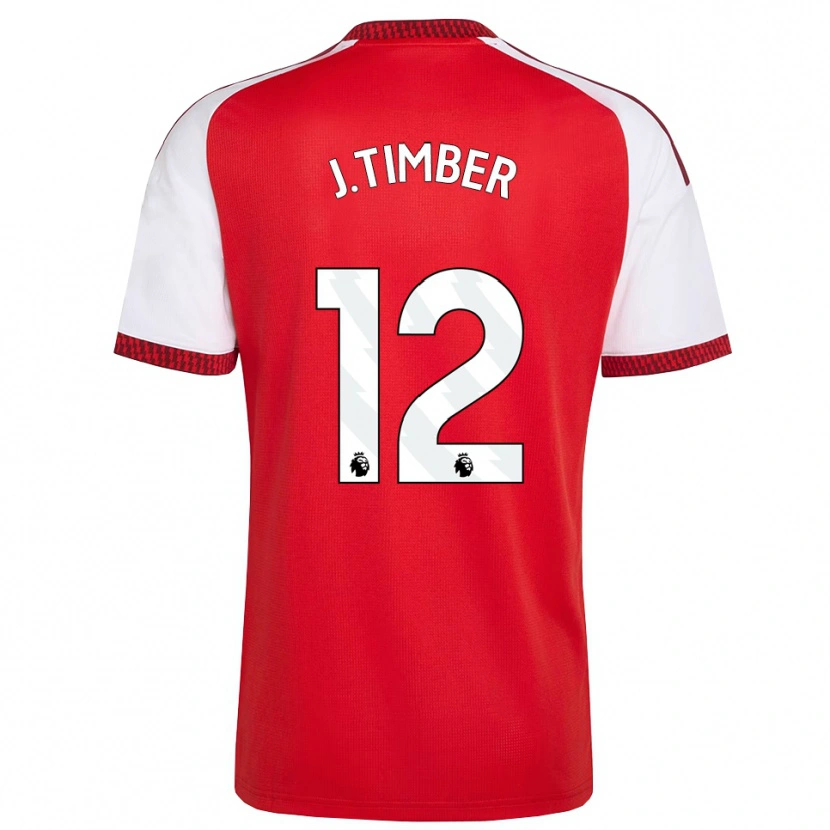 Danxen Niño Camiseta Jurriën Timber #12 Rojo Blanco Negro 1ª Equipación 2026/27 La Camisa