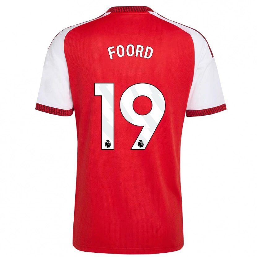 Danxen Niño Camiseta Caitlin Foord #19 Rojo Blanco Negro 1ª Equipación 2026/27 La Camisa