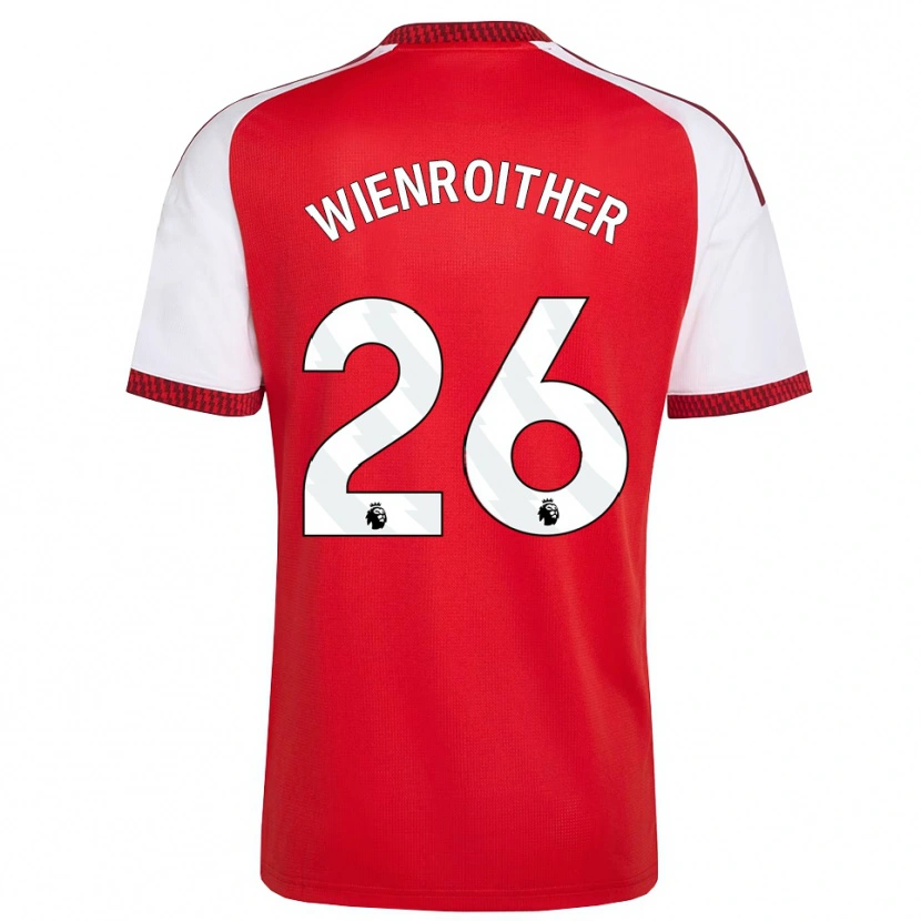 Danxen Niño Camiseta Laura Wienroither #26 Rojo Blanco Negro 1ª Equipación 2026/27 La Camisa