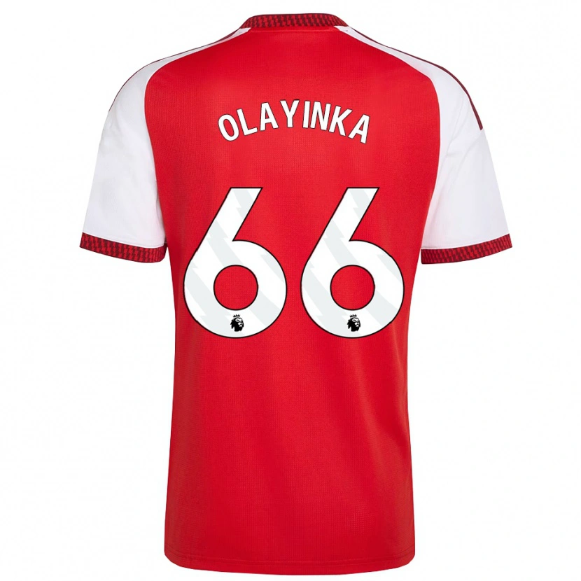Danxen Niño Camiseta James Olayinka #66 Rojo Blanco Negro 1ª Equipación 2026/27 La Camisa