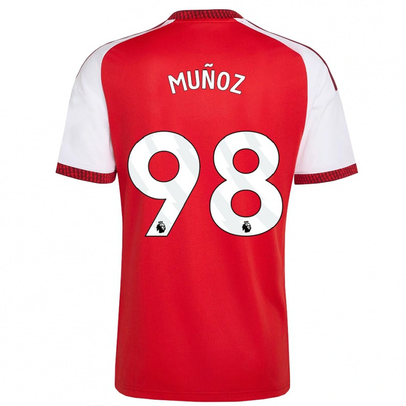 Danxen Niño Camiseta Luis Muñoz #98 Rojo Blanco Negro 1ª Equipación 2026/27 La Camisa