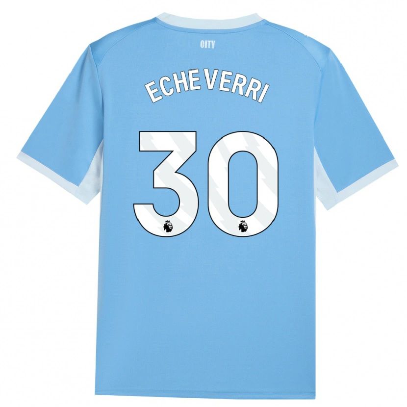 Danxen Niño Camiseta Claudio Echeverri #30 Azulcieloclaro Blanco 1ª Equipación 2026/27 La Camisa