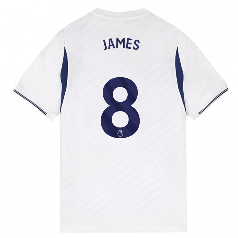 Danxen Niño Camiseta Angharad James #8 Blanco Rojo Púrpura 1ª Equipación 2026/27 La Camisa