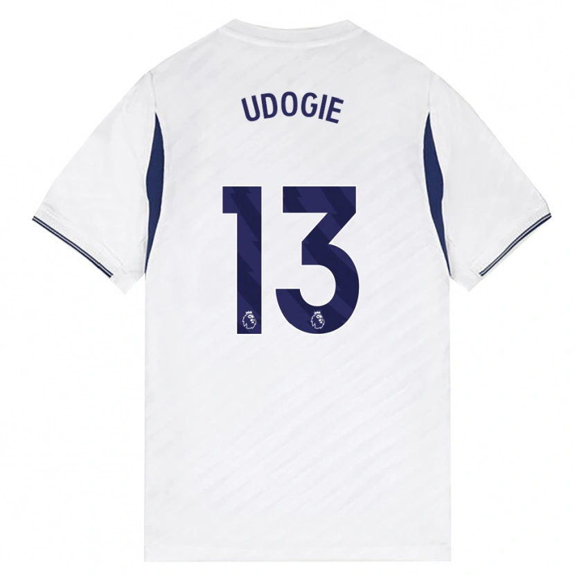 Danxen Niño Camiseta Destiny Udogie #13 Blanco Rojo Púrpura 1ª Equipación 2026/27 La Camisa