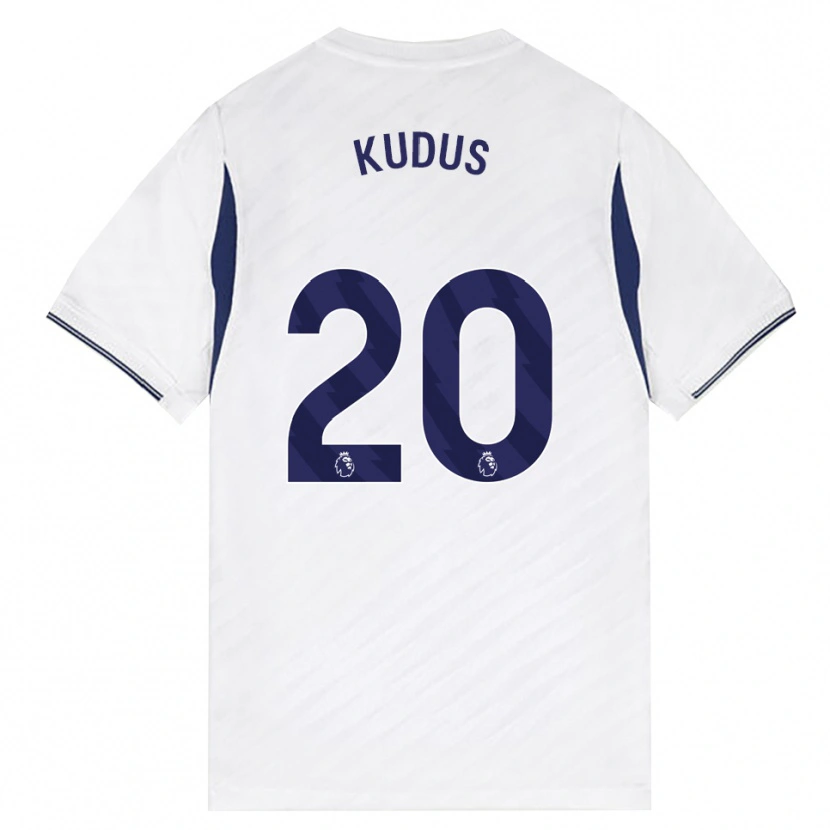 Danxen Niño Camiseta Mohammed Kudus #20 Blanco Rojo Púrpura 1ª Equipación 2026/27 La Camisa