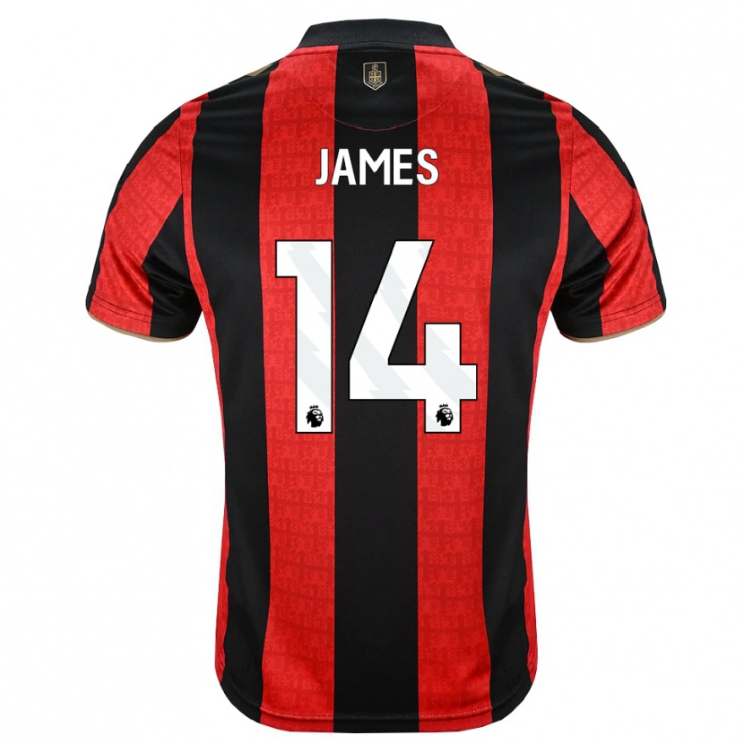 Danxen Niño Camiseta Katie James #14 Goldenrod Rojo Negro 1ª Equipación 2026/27 La Camisa