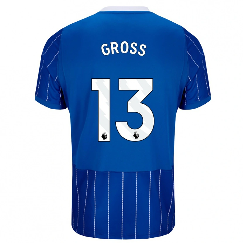 Danxen Niño Camiseta Pascal Groß #13 Azulmedio Blanco 1ª Equipación 2026/27 La Camisa