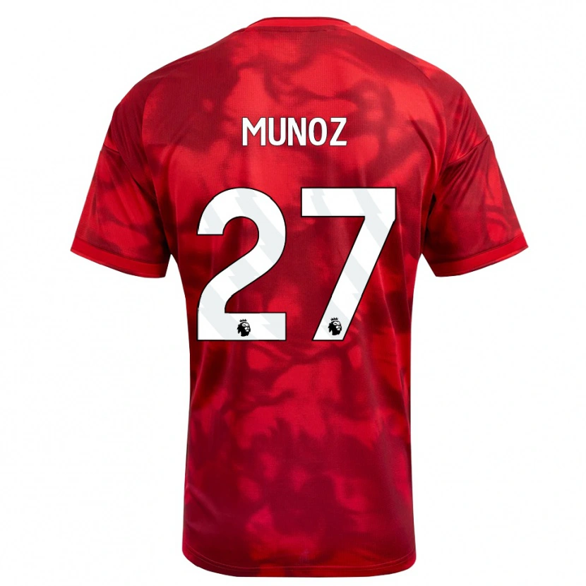 Danxen Niño Camiseta Daniel Muñoz #27 Carmesí Blanco 1ª Equipación 2026/27 La Camisa
