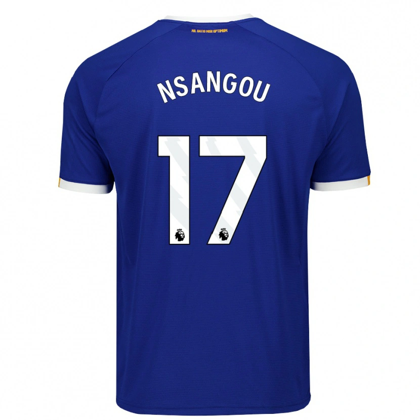 Danxen Niño Camiseta Jonathan Nsangou #17 Azul Blanco Amarillo 1ª Equipación 2026/27 La Camisa