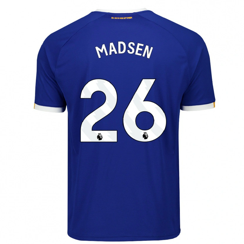 Danxen Niño Camiseta Rikke Madsen #26 Azul Blanco Amarillo 1ª Equipación 2026/27 La Camisa
