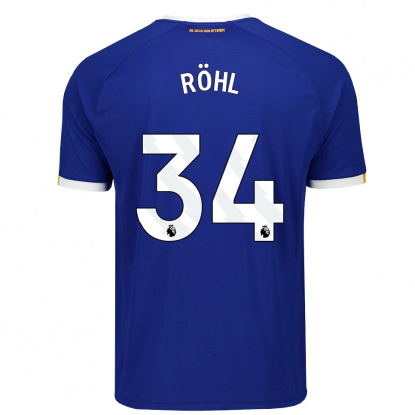 Danxen Niño Camiseta Merlin Röhl #34 Azul Blanco Amarillo 1ª Equipación 2026/27 La Camisa