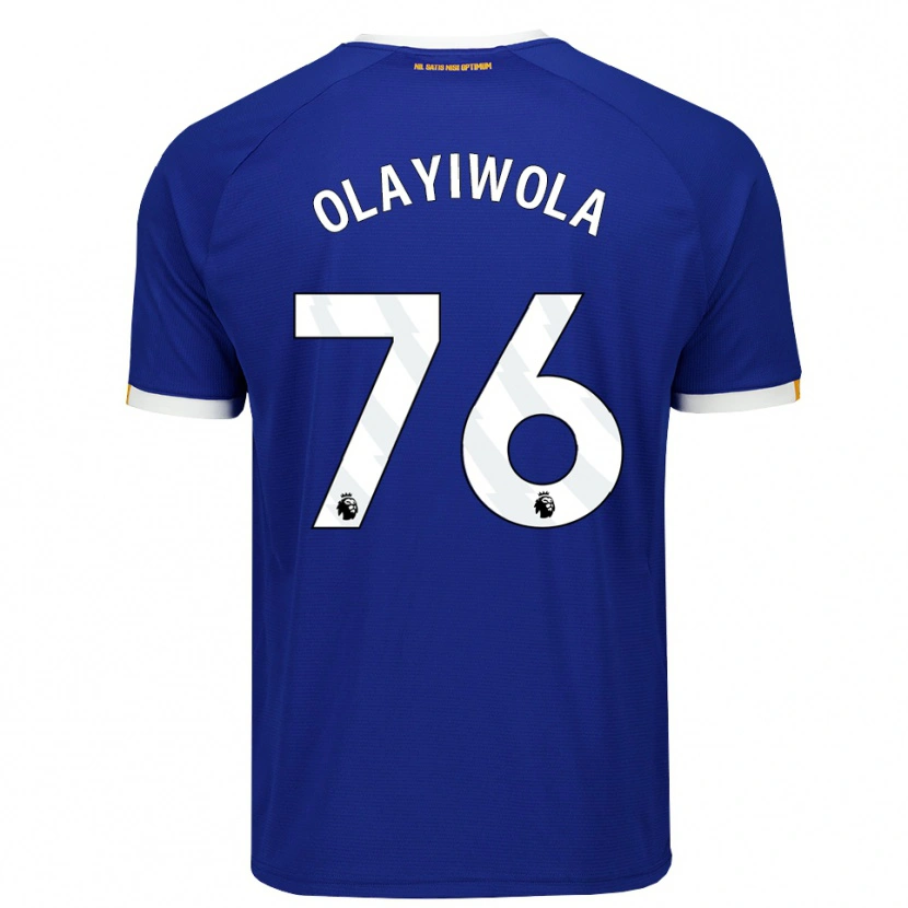 Danxen Niño Camiseta Malik Olayiwola #76 Azul Blanco Amarillo 1ª Equipación 2026/27 La Camisa