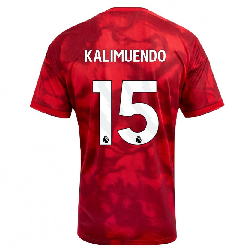 Danxen Niño Camiseta Arnaud Kalimuendo #15 Carmesí Blanco 1ª Equipación 2026/27 La Camisa