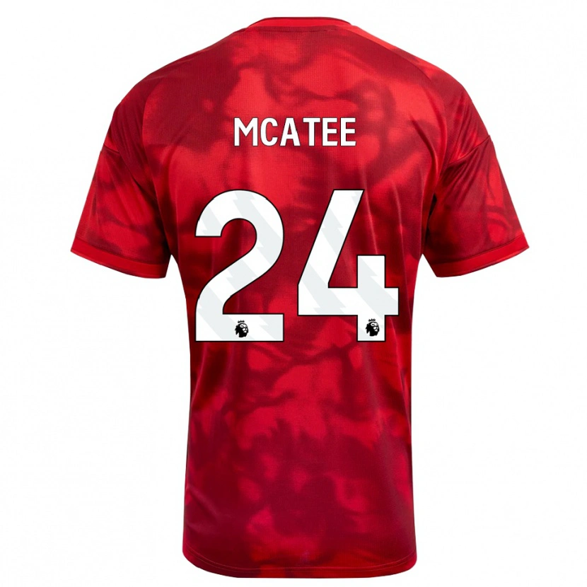 Danxen Niño Camiseta James Mcatee #24 Carmesí Blanco 1ª Equipación 2026/27 La Camisa