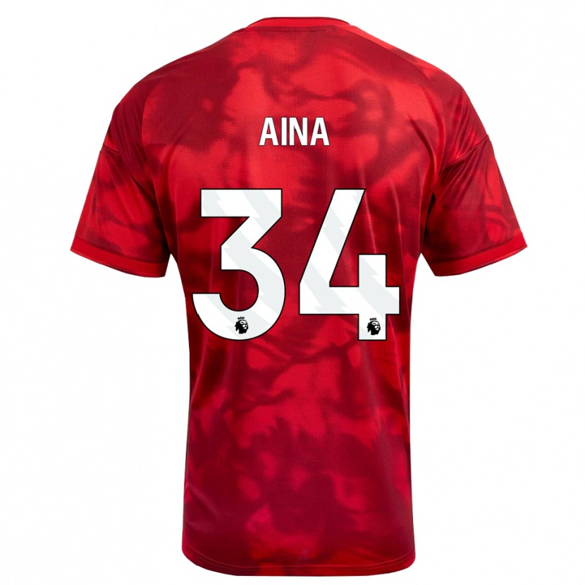 Danxen Niño Camiseta Ola Aina #34 Carmesí Blanco 1ª Equipación 2026/27 La Camisa