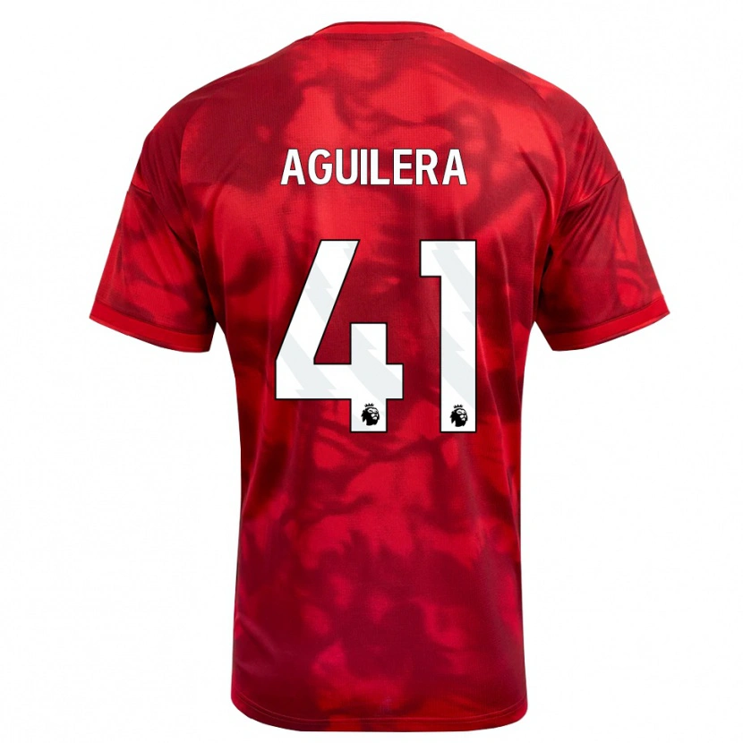 Danxen Niño Camiseta Brandon Aguilera #41 Carmesí Blanco 1ª Equipación 2026/27 La Camisa