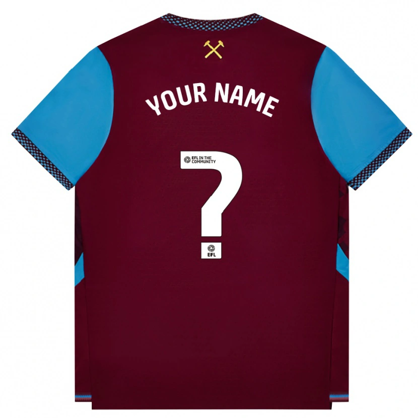 Danxen Niño Camiseta Su Nombre #0 Borgoña Azulaciano 1ª Equipación 2026/27 La Camisa
