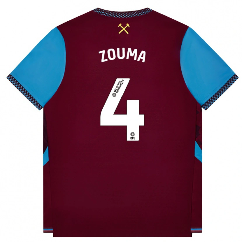 Danxen Niño Camiseta Kurt Zouma #4 Borgoña Azulaciano 1ª Equipación 2026/27 La Camisa
