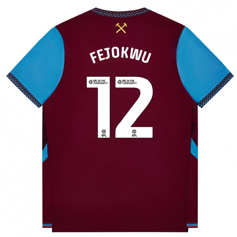 Danxen Niño Camiseta Emmanuel Fejokwu #12 Borgoña Azulaciano 1ª Equipación 2026/27 La Camisa