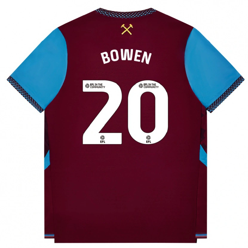 Danxen Niño Camiseta Jarrod Bowen #20 Borgoña Azulaciano 1ª Equipación 2026/27 La Camisa
