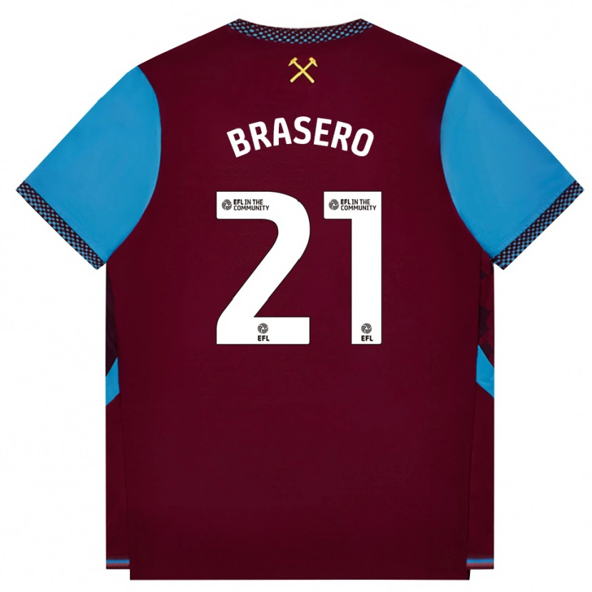 Danxen Niño Camiseta Sarah Brasero-Carreira #21 Borgoña Azulaciano 1ª Equipación 2026/27 La Camisa