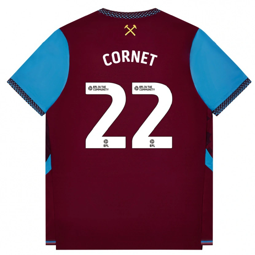 Danxen Niño Camiseta Maxwel Cornet #22 Borgoña Azulaciano 1ª Equipación 2026/27 La Camisa