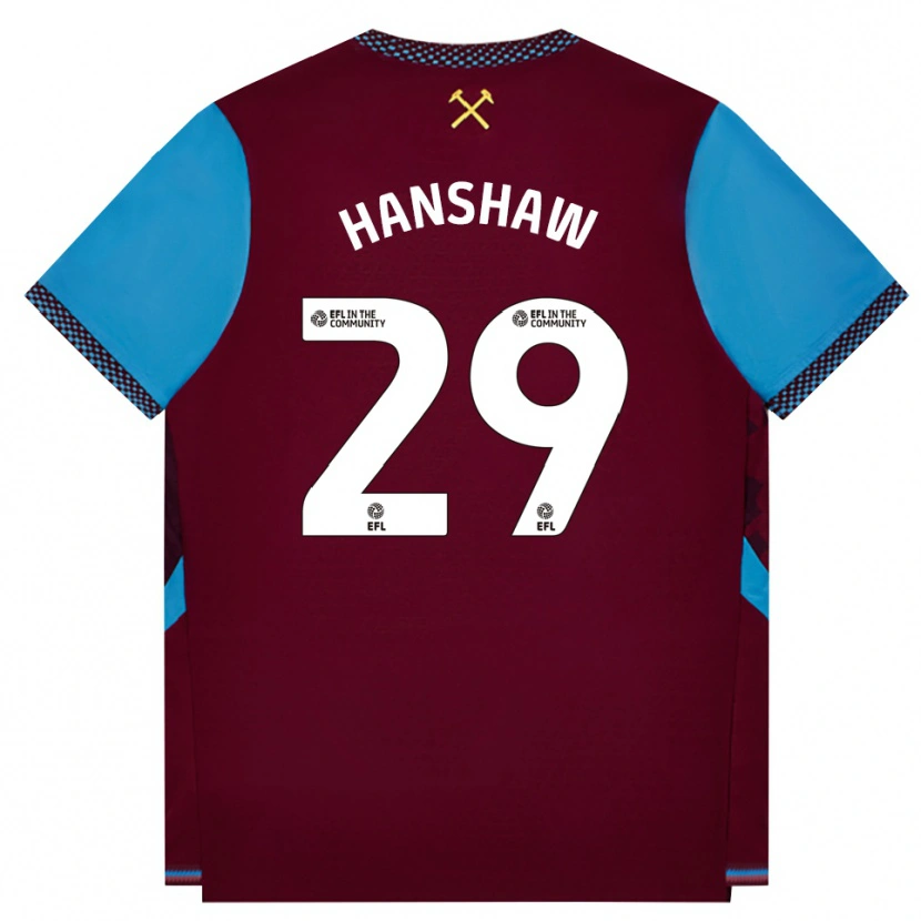 Danxen Niño Camiseta Verena Hanshaw #29 Borgoña Azulaciano 1ª Equipación 2026/27 La Camisa