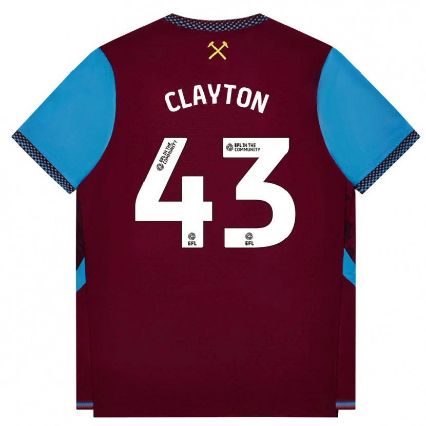 Danxen Niño Camiseta Regan Clayton #43 Borgoña Azulaciano 1ª Equipación 2026/27 La Camisa