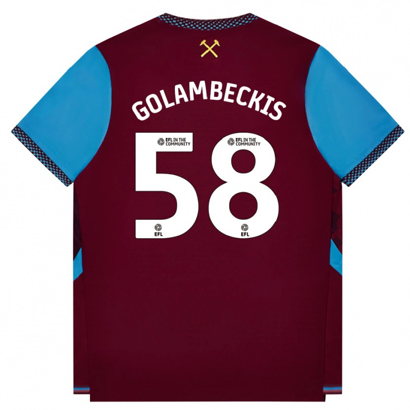 Danxen Niño Camiseta Airidas Golambeckis #58 Borgoña Azulaciano 1ª Equipación 2026/27 La Camisa