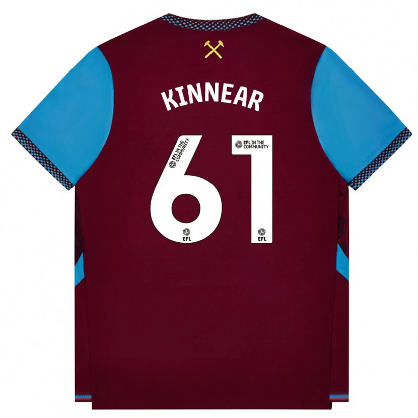 Danxen Niño Camiseta Brian Kinnear #61 Borgoña Azulaciano 1ª Equipación 2026/27 La Camisa