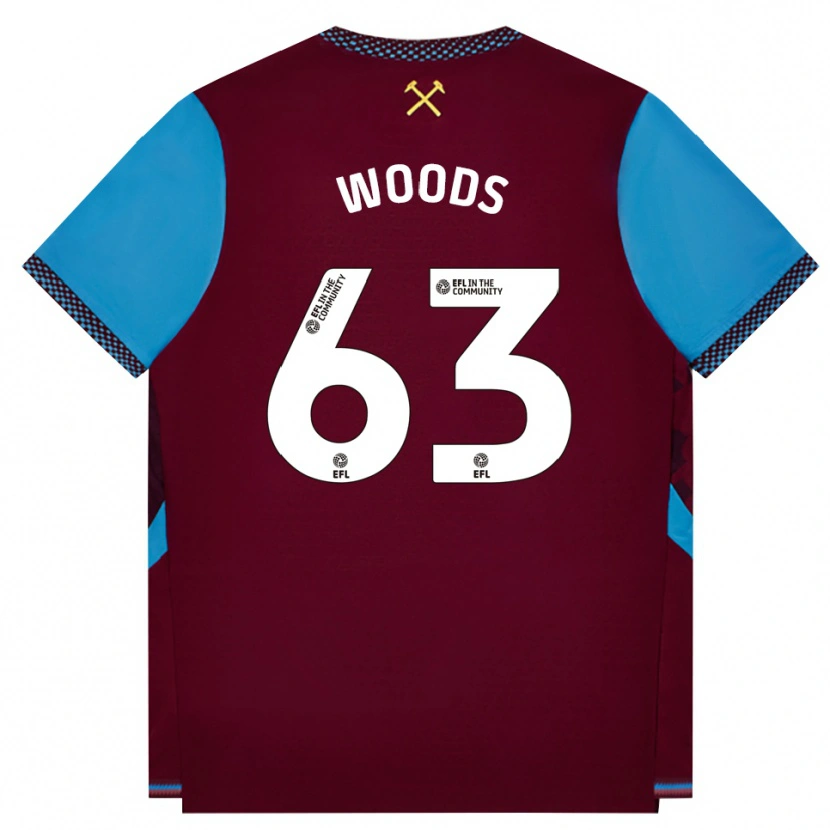 Danxen Niño Camiseta Archie Woods #63 Borgoña Azulaciano 1ª Equipación 2026/27 La Camisa