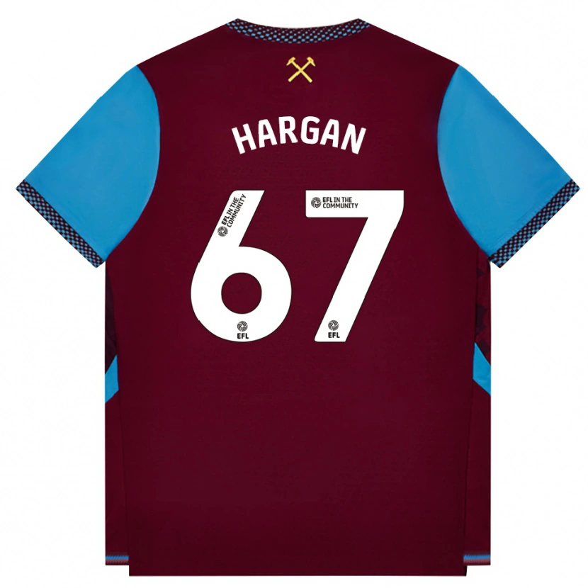 Danxen Niño Camiseta Riley Hargan #67 Borgoña Azulaciano 1ª Equipación 2026/27 La Camisa