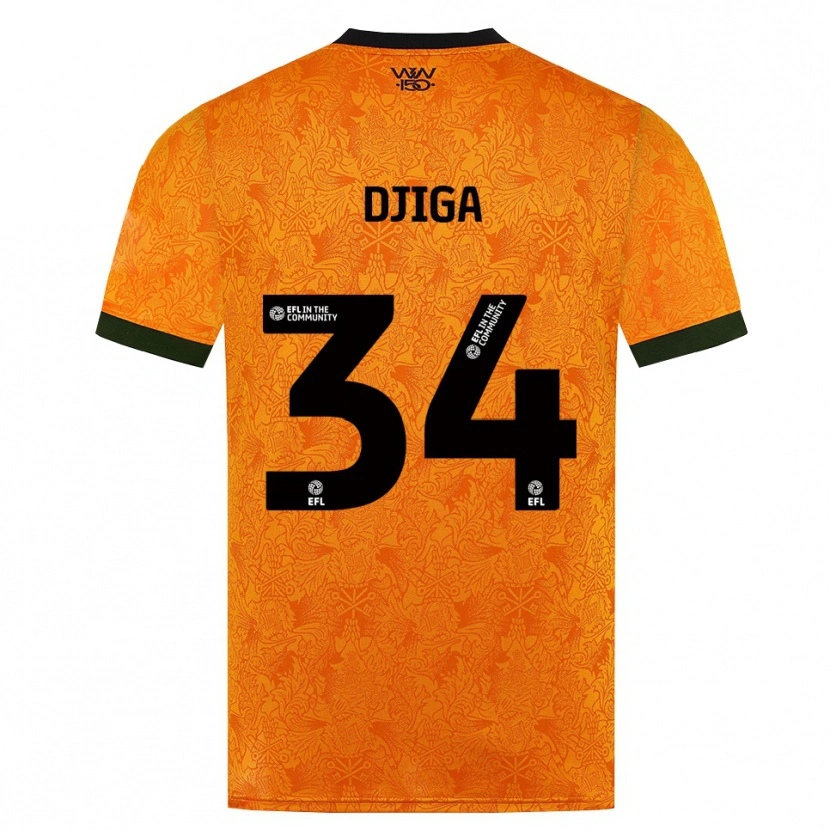 Danxen Niño Camiseta Nasser Djiga #34 Naranja Negro 1ª Equipación 2026/27 La Camisa