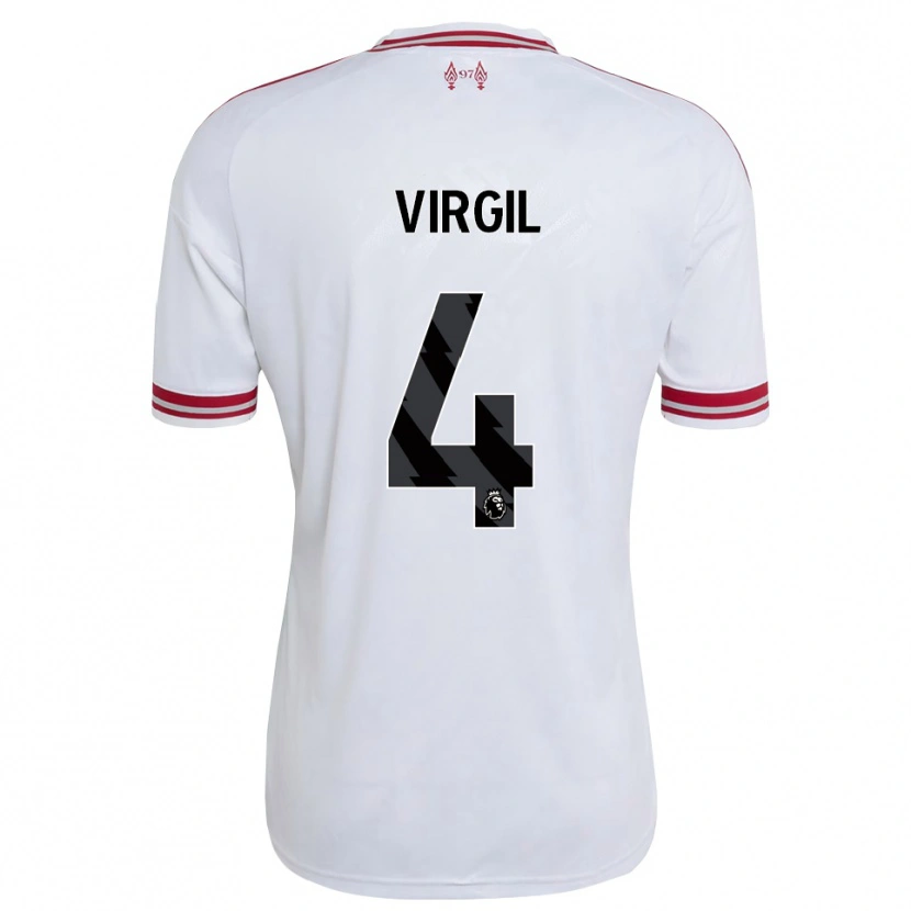 Danxen Niño Camiseta Virgil Van Dijk #4 Rojo Blanco 2ª Equipación 2026/27 La Camisa