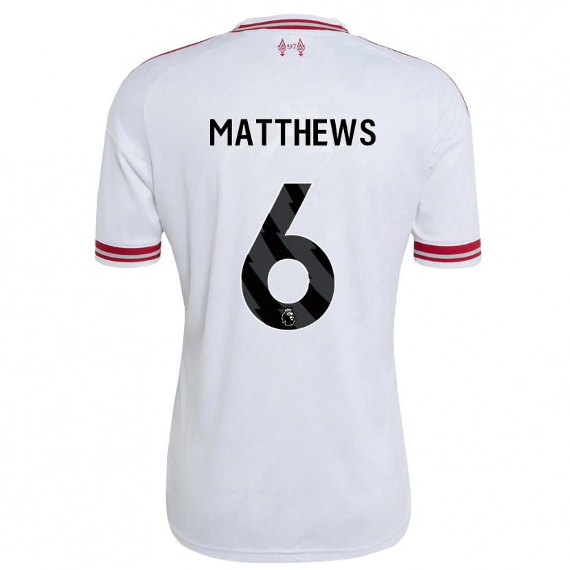 Danxen Niño Camiseta Jasmine Matthews #6 Rojo Blanco 2ª Equipación 2026/27 La Camisa