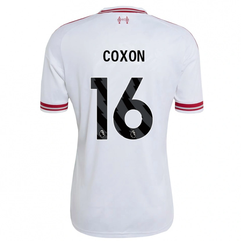 Danxen Niño Camiseta Zak Coxon #16 Rojo Blanco 2ª Equipación 2026/27 La Camisa