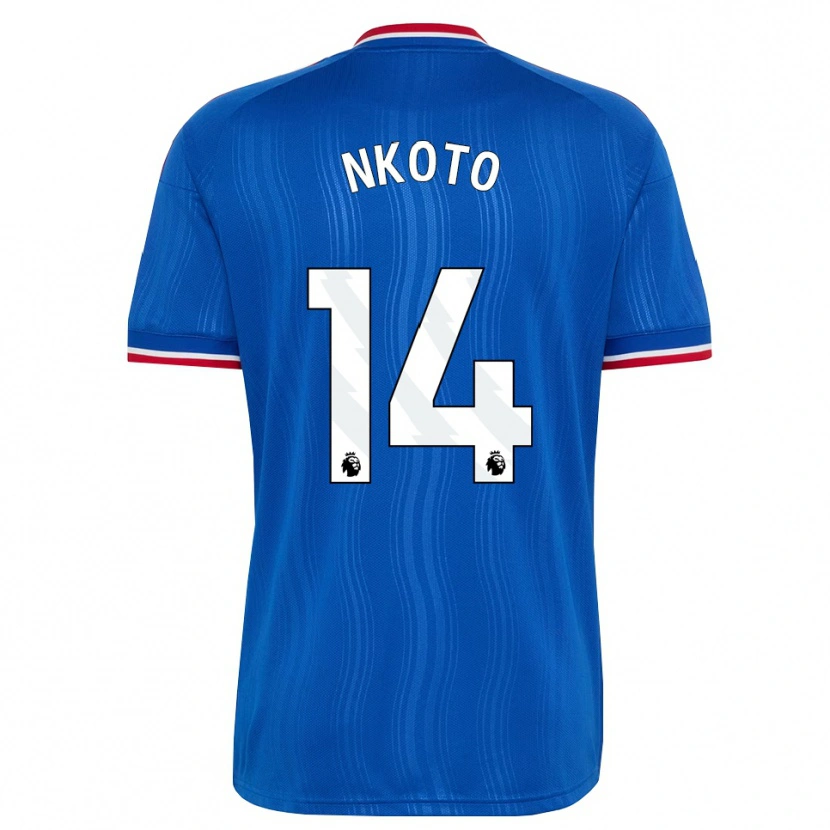 Danxen Niño Camiseta Bassirou Nkoto #14 Azul Blanco Rojo 2ª Equipación 2026/27 La Camisa