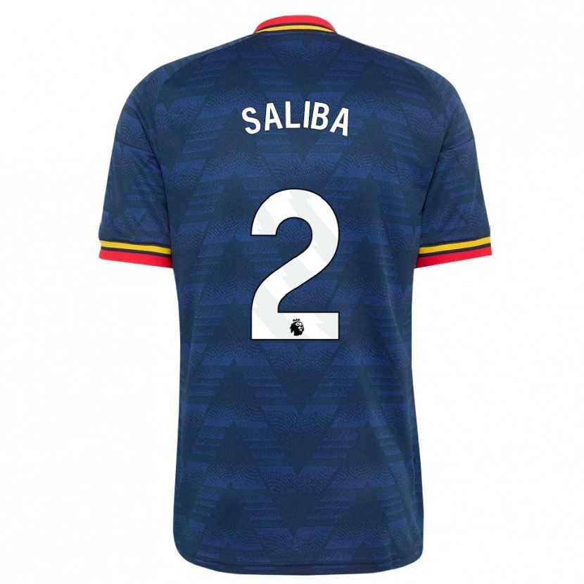 Danxen Niño Camiseta William Saliba #2 Azulmedianoche Amarillo Rojo 2ª Equipación 2026/27 La Camisa
