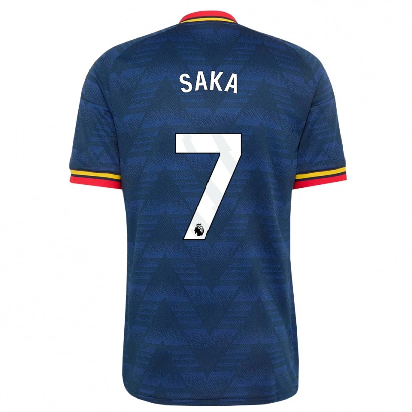 Danxen Niño Camiseta Bukayo Saka #7 Azulmedianoche Amarillo Rojo 2ª Equipación 2026/27 La Camisa