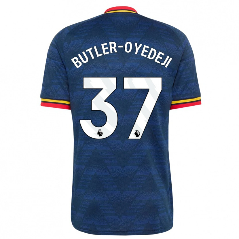 Danxen Niño Camiseta Nathan Butler-Oyedeji #37 Azulmedianoche Amarillo Rojo 2ª Equipación 2026/27 La Camisa