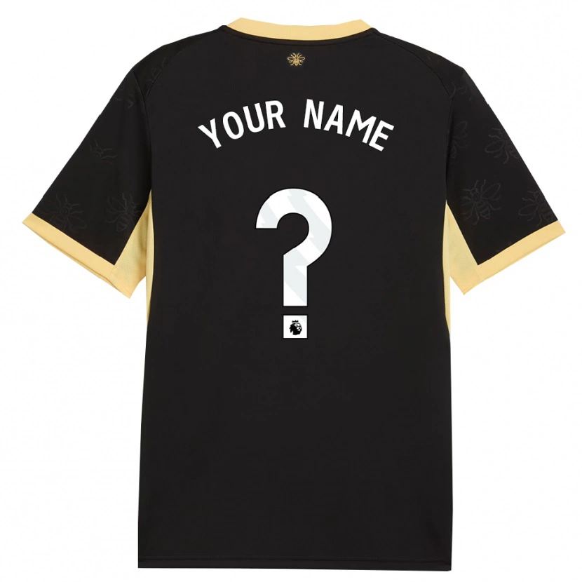 Danxen Niño Camiseta Su Nombre #0 Negro Amarillo 2ª Equipación 2026/27 La Camisa