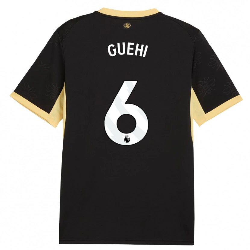 Danxen Niño Camiseta Marc Guéhi #6 Negro Amarillo 2ª Equipación 2026/27 La Camisa