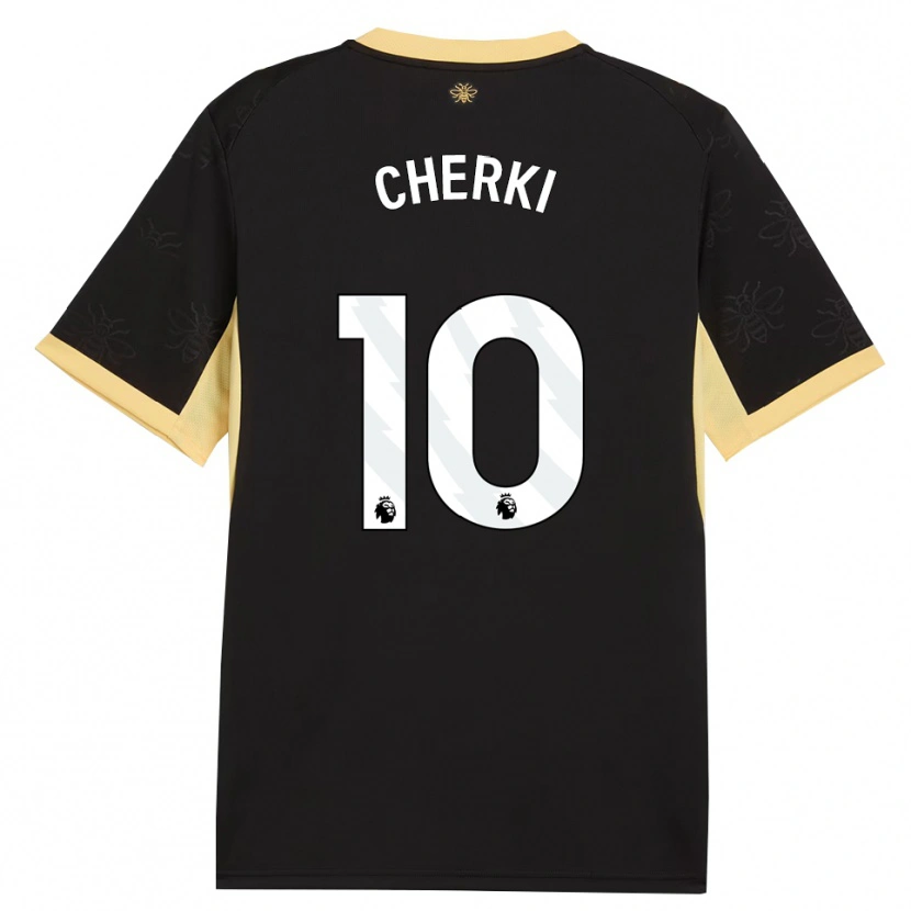 Danxen Niño Camiseta Rayan Cherki #10 Negro Amarillo 2ª Equipación 2026/27 La Camisa